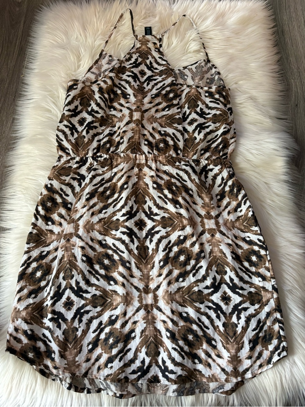 Women's Animal Print Linen Halter Dress